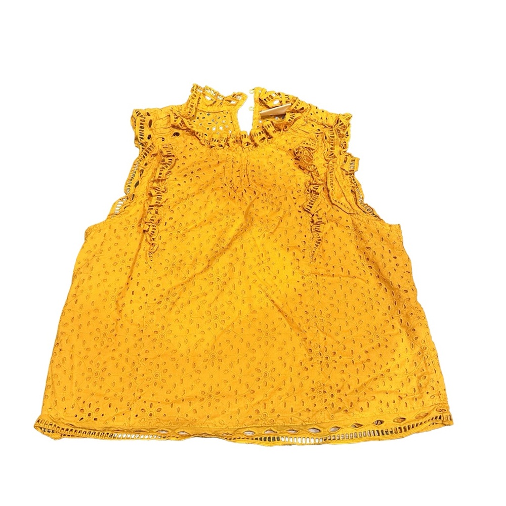 Maeve by Anthropologie Yellow Eyelet Ruffle
